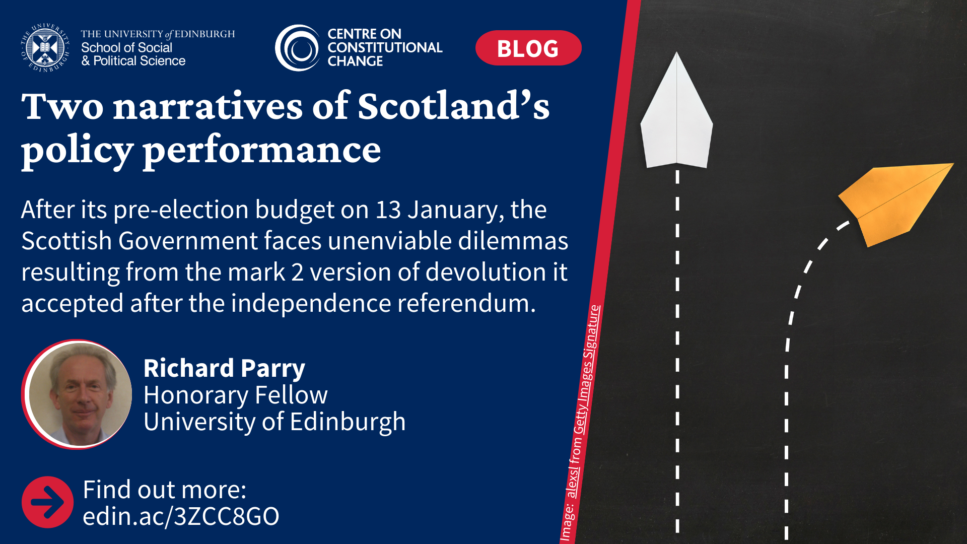 Image of two paper planes taking different routes