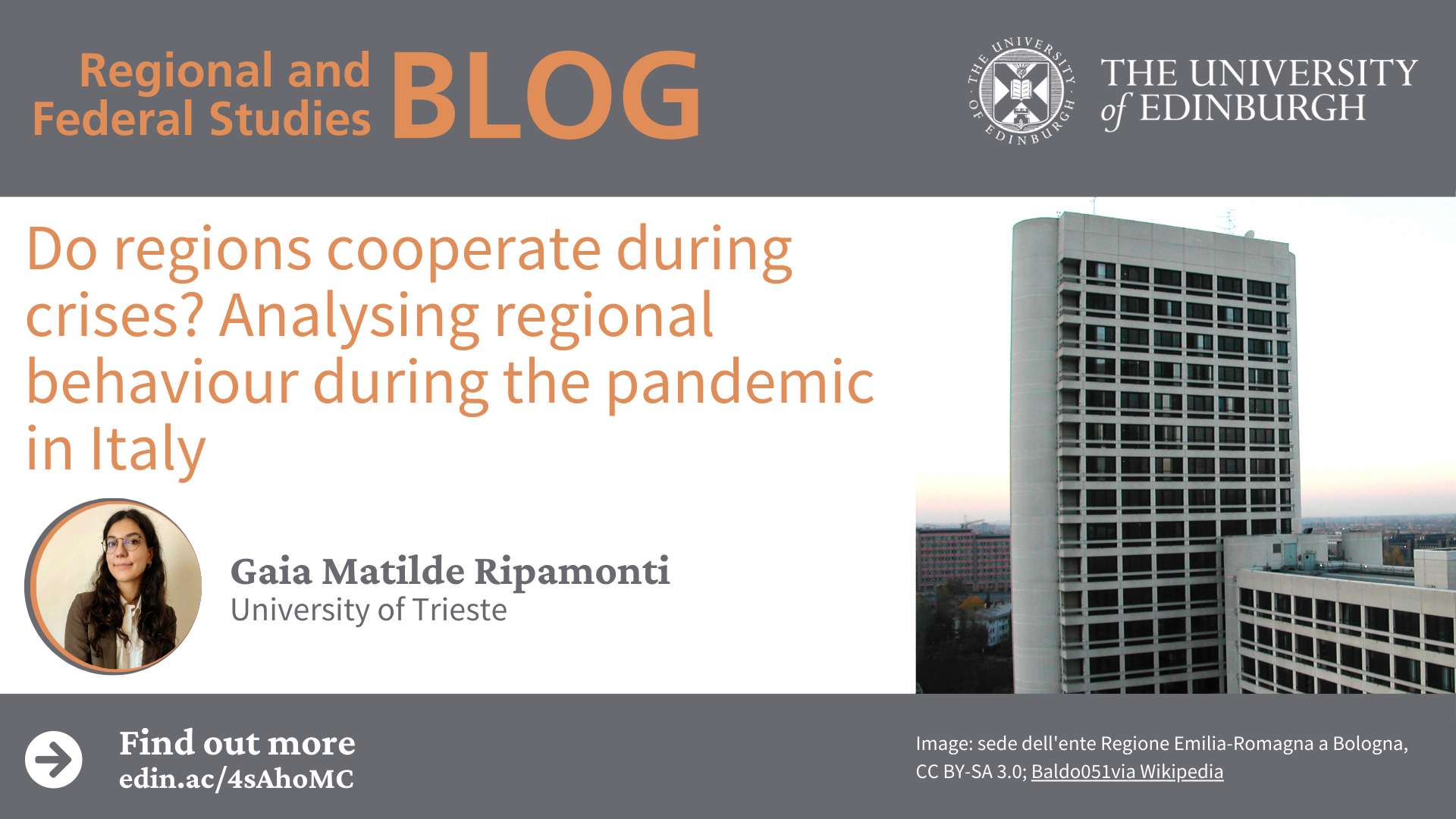 Legislative Assembly of Emilia-Romagna and a photo of the author