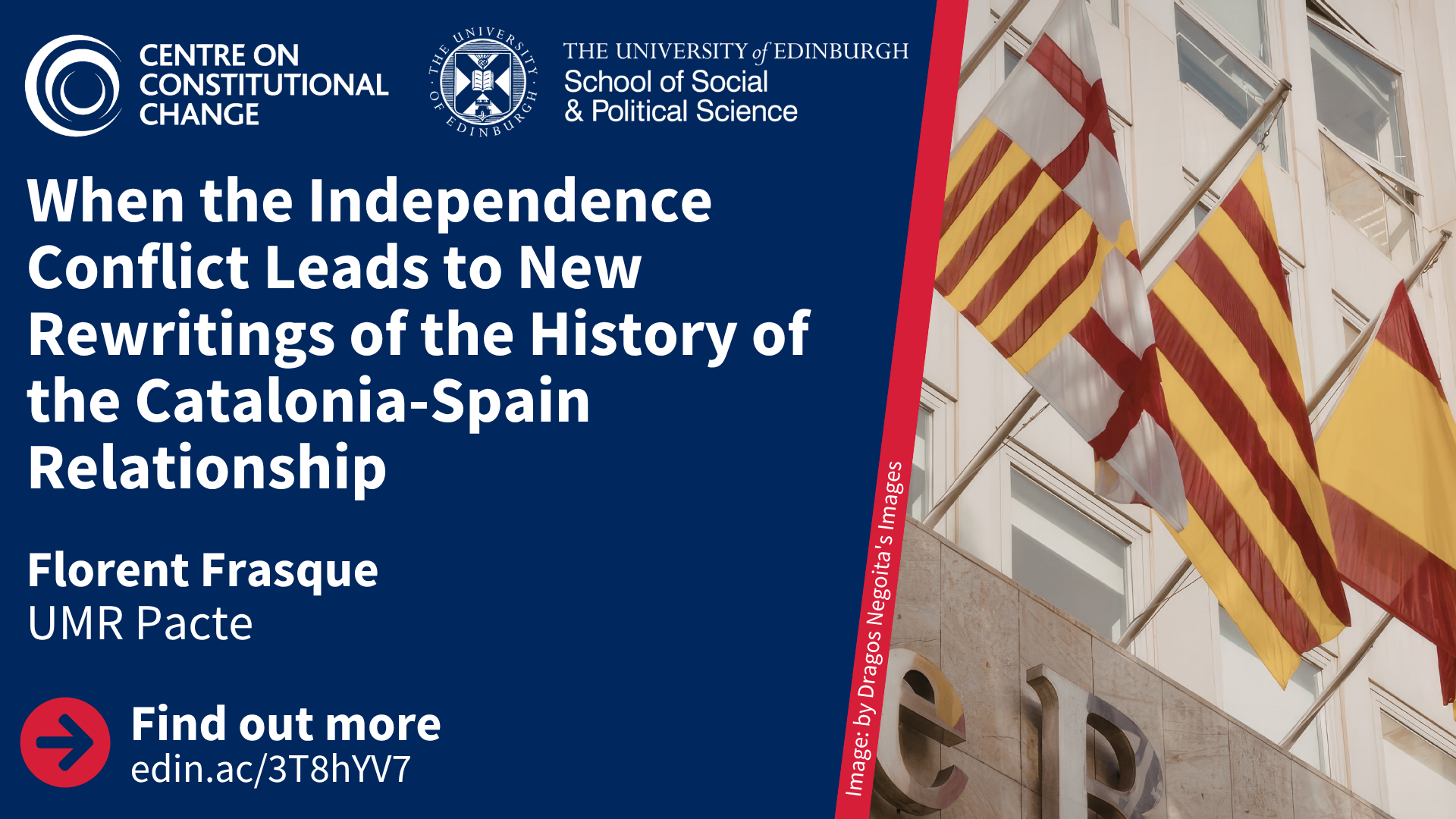 An image of the flags of Barcelona and Catalonia