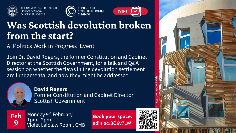 Image of the Scottish Parliament, with text describing the event