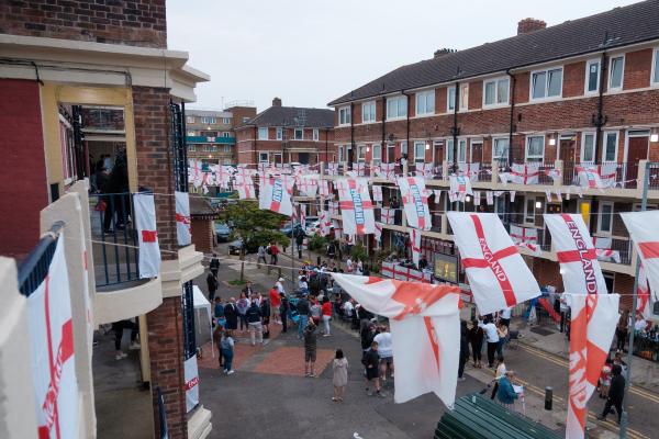 Street with England flags