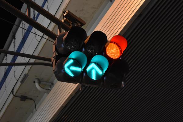 Traffic lights with arrows facing different directions