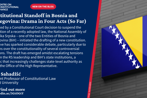 an image of the flag of Bosnia and Herzigovinia: Constitutional Standoff in Bosnia and Herzegovina: Drama in Four Acts (So Far)