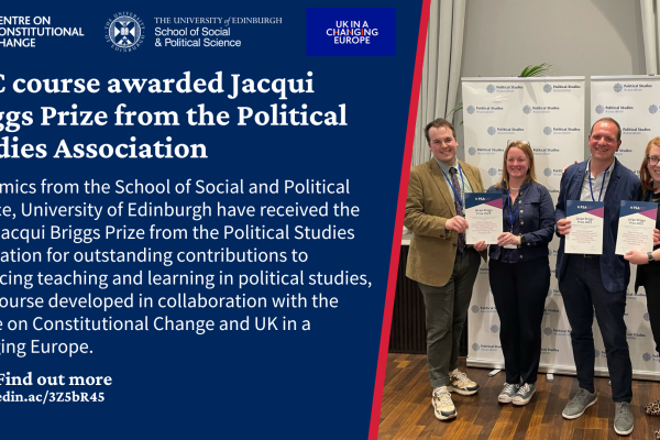 CCC course awarded Jacqui Briggs Prize from the Political Studies Association